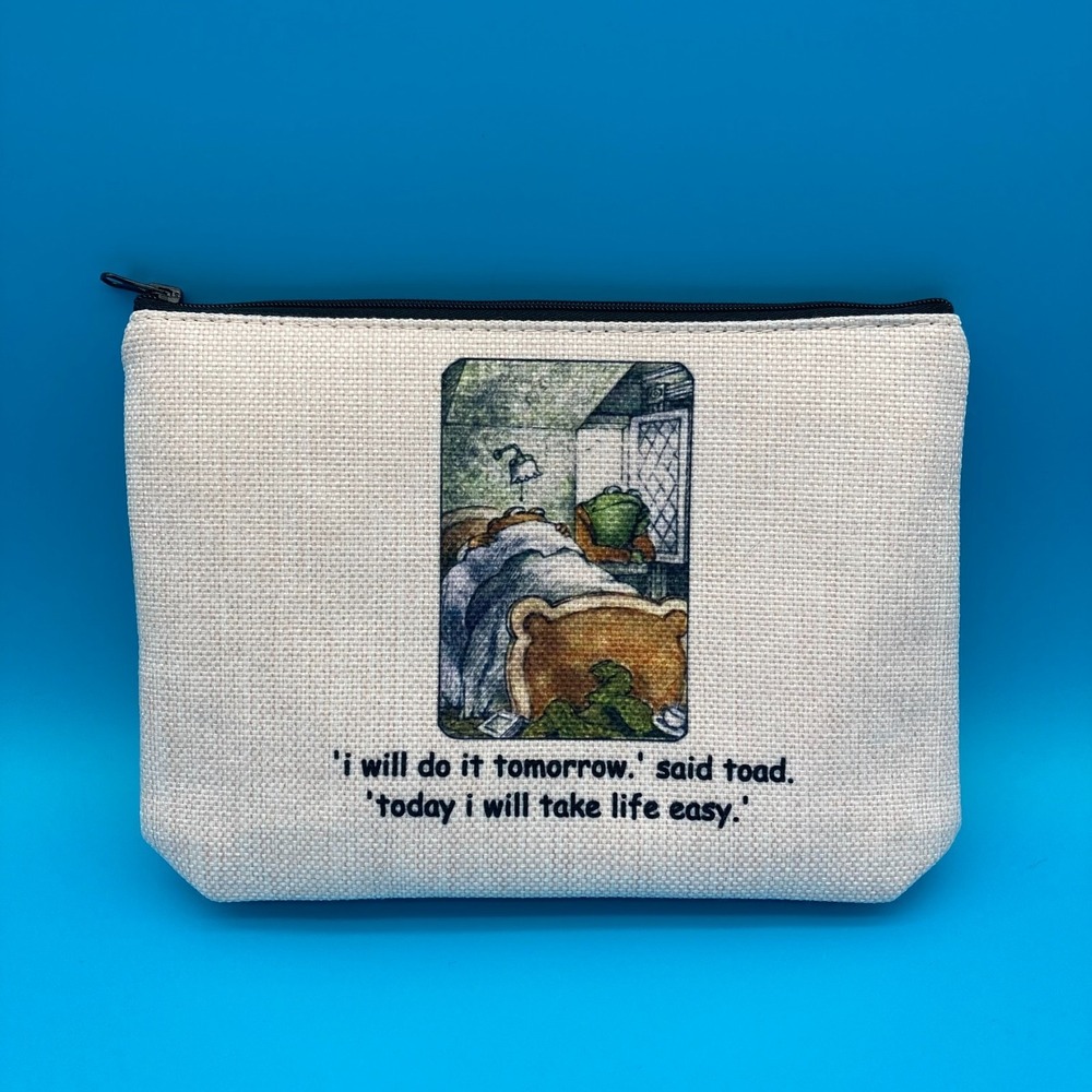 Frog and Toad "I Will Do It Tomorrow" Canvas Makeup Pouch
